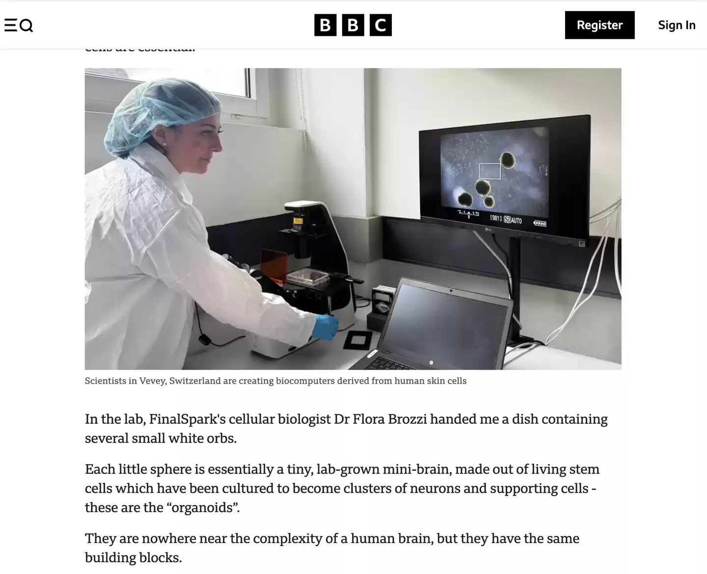 瑞士科学家培育“迷你人脑”，旨在为电脑提供动力