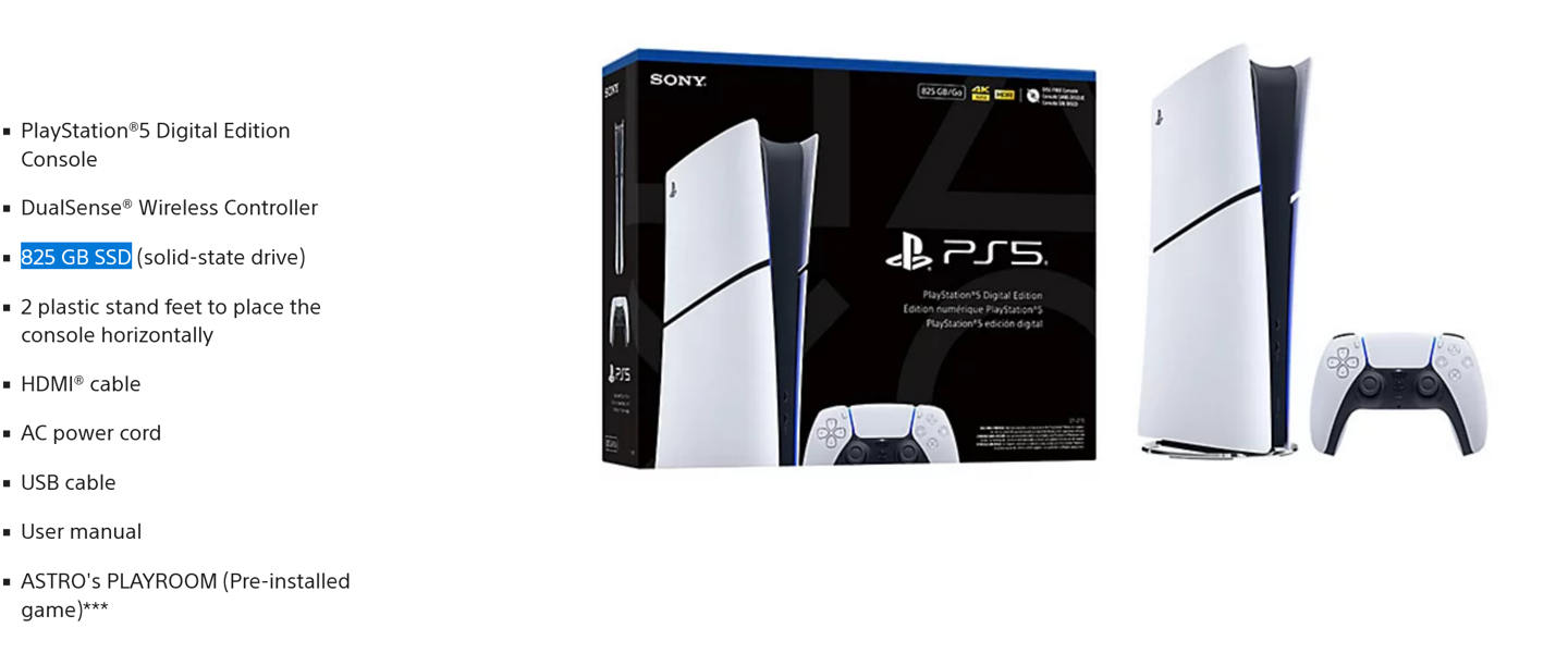 PS5数字版825GB美国开售,售价维持499.99美元