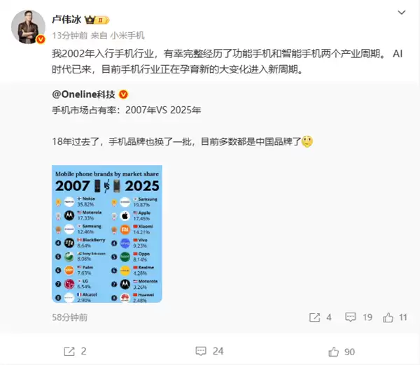 卢伟冰谈手机行业发展周期