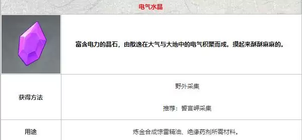 原神电气水晶的炼金配方