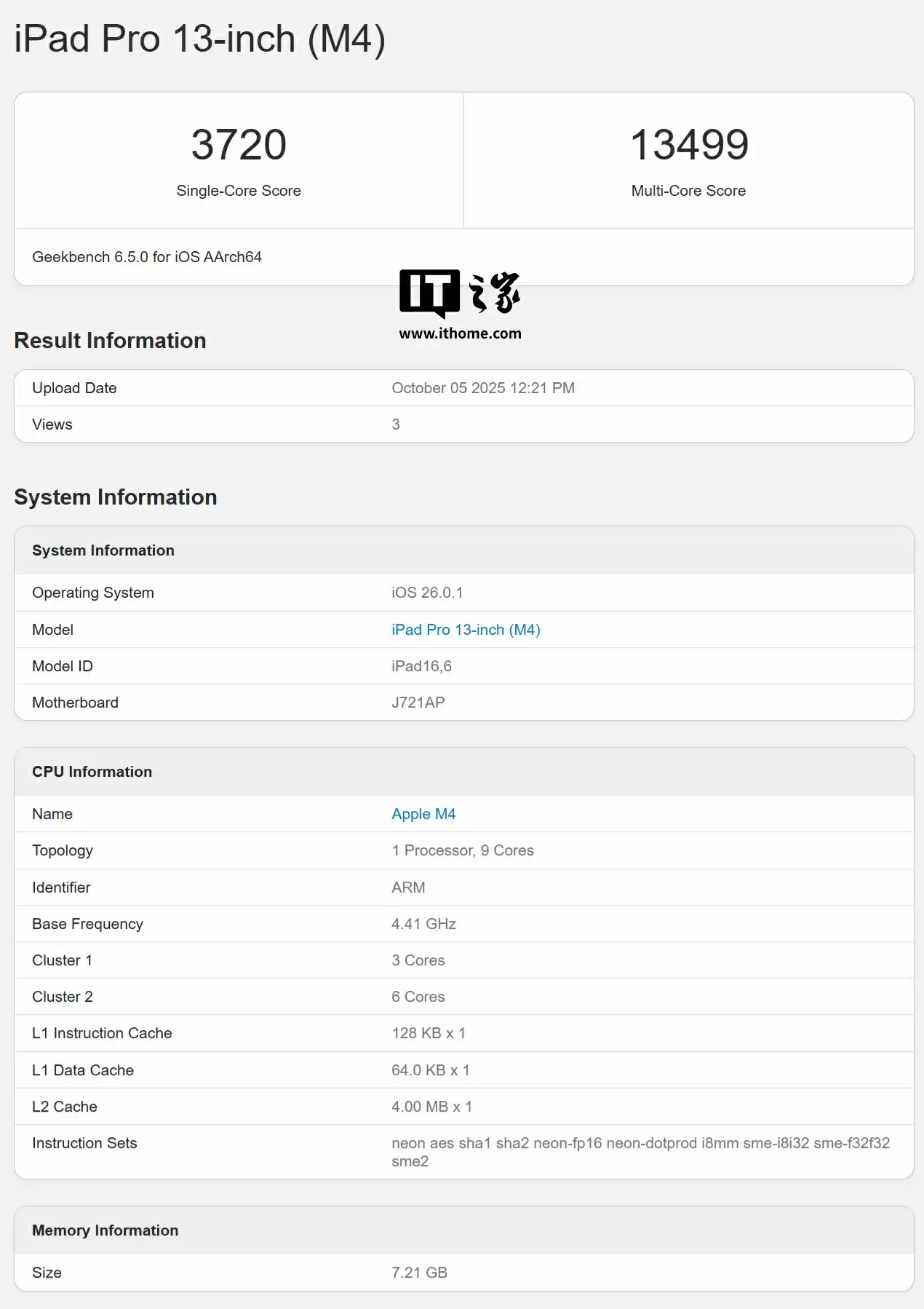 苹果 M5 iPad Pro 跑分曝光：单核较 M4 款提高 12%、多核提高 15%