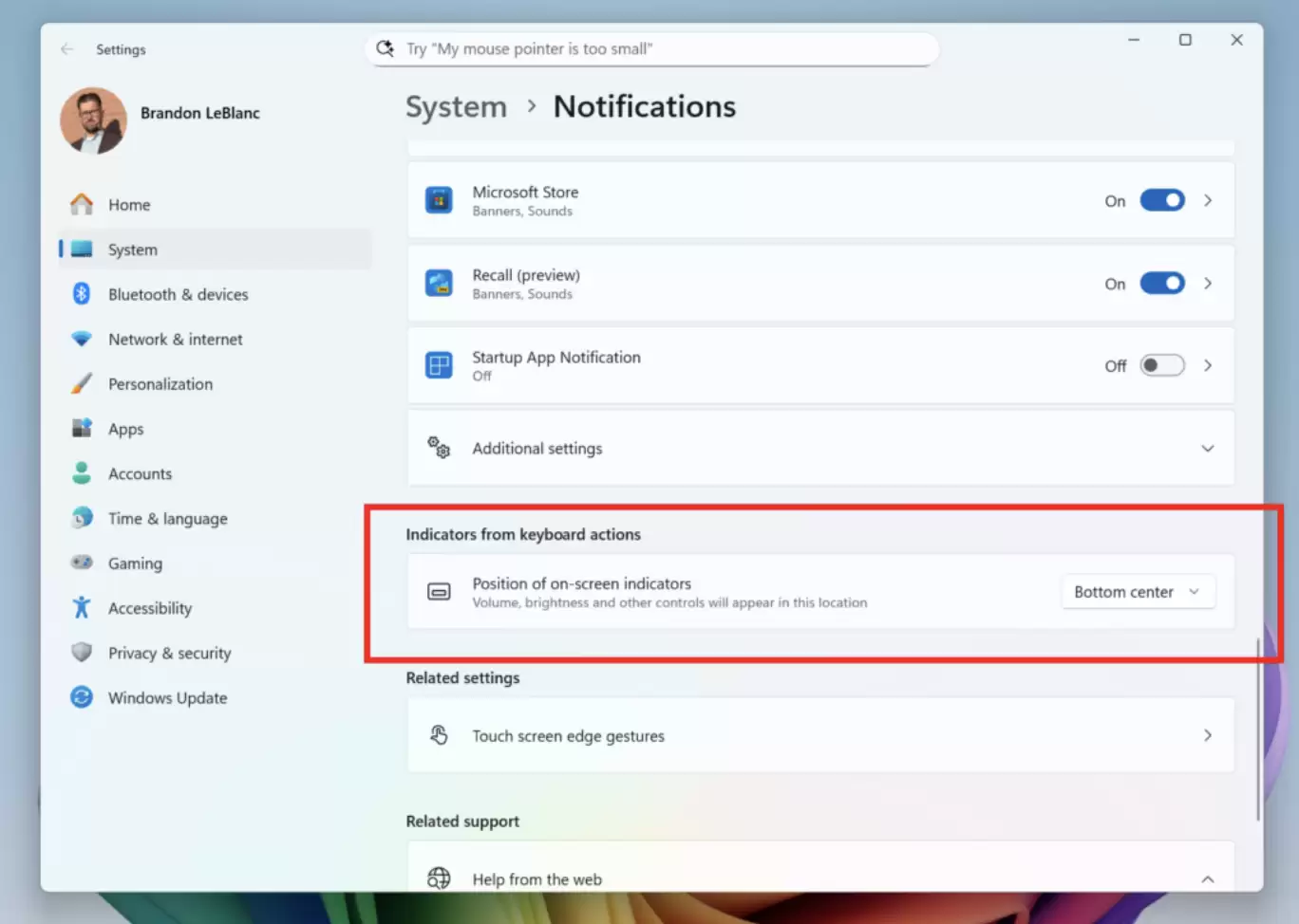 微软推 Win11 Canary 27959 预览版：新增支持调节桌面音量 / 亮度条显示位置