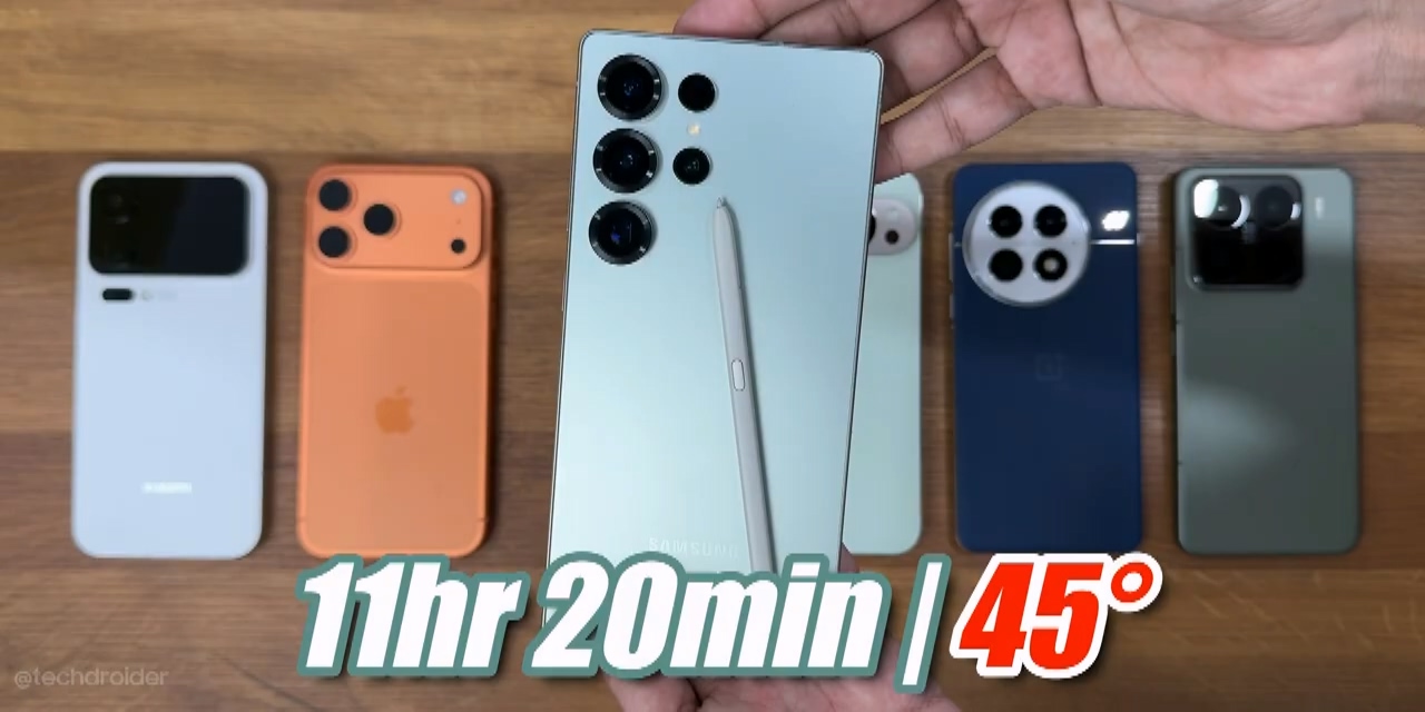 7500mAh vs 4823mAh：TechDroider 测试小米和苹果的“17 Pro Max”手机续航
