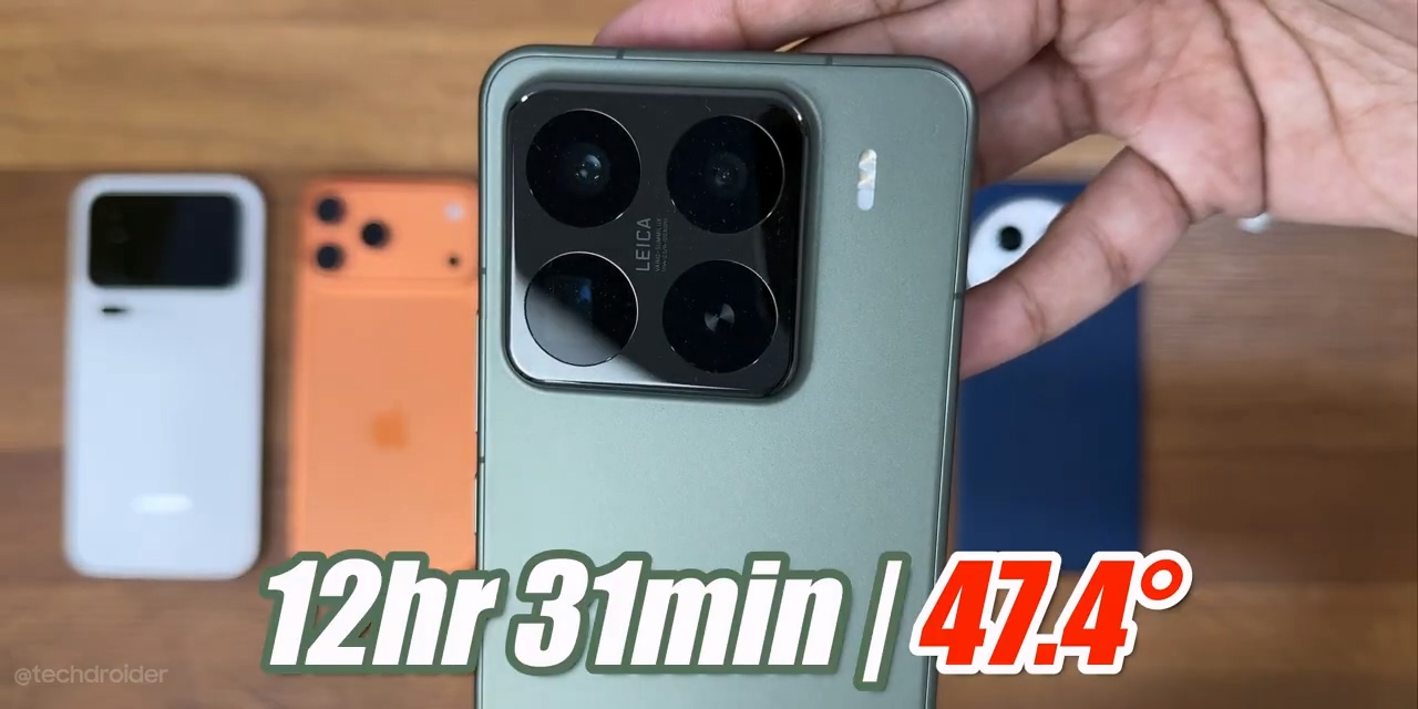 7500mAh vs 4823mAh：TechDroider 测试小米和苹果的“17 Pro Max”手机续航