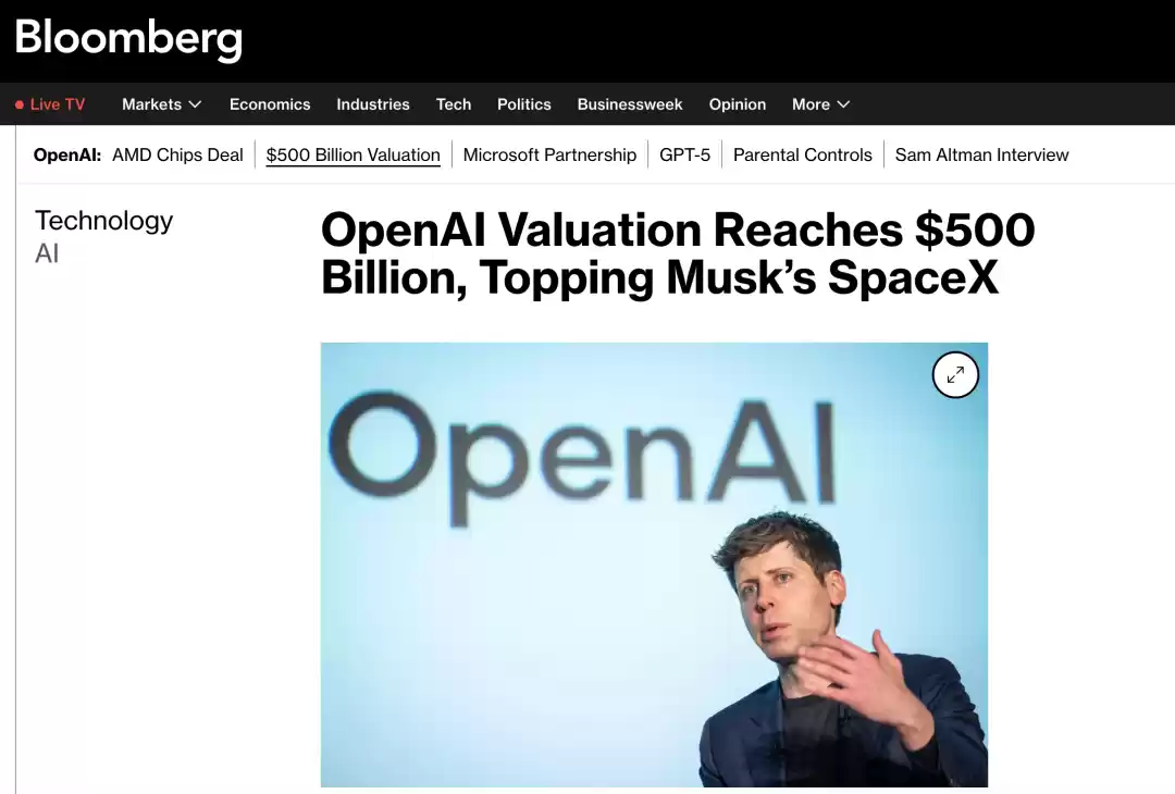 OpenAI估值飙升图