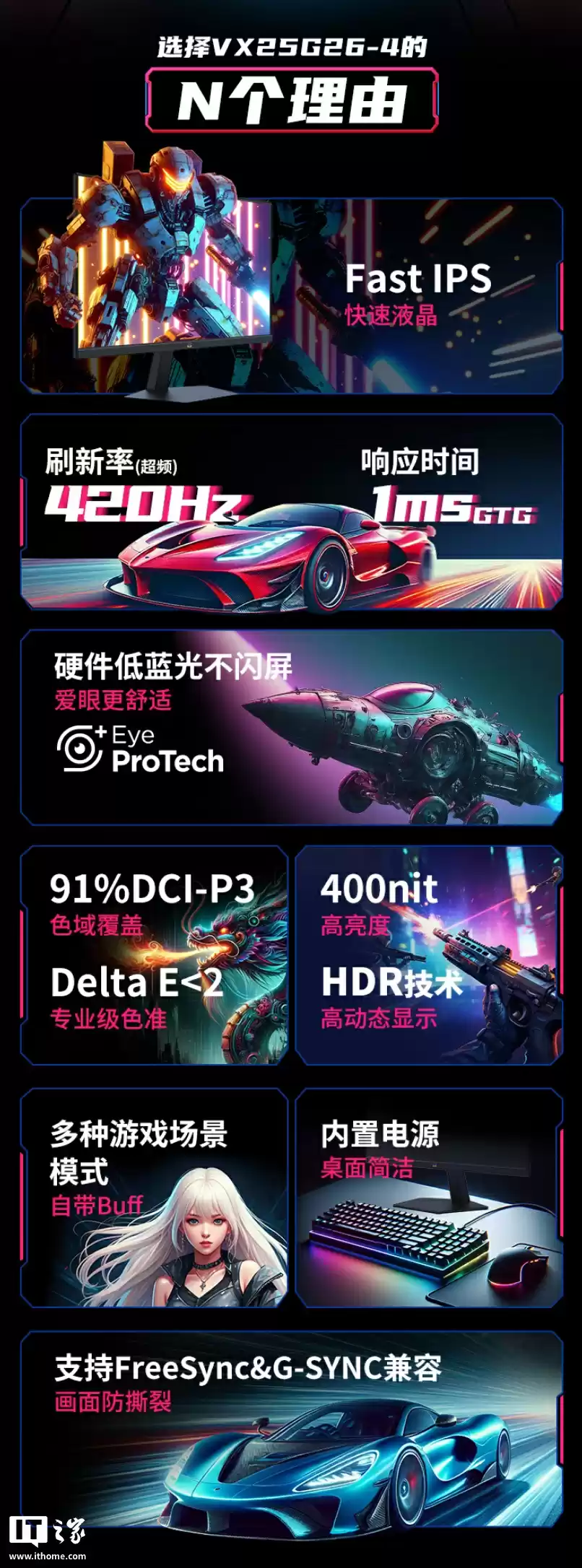 优派“VX25G26-4”24.5 英寸显示器首销：1080P 420Hz，1499 元