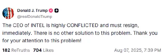 特朗普宣布芯片关税政策