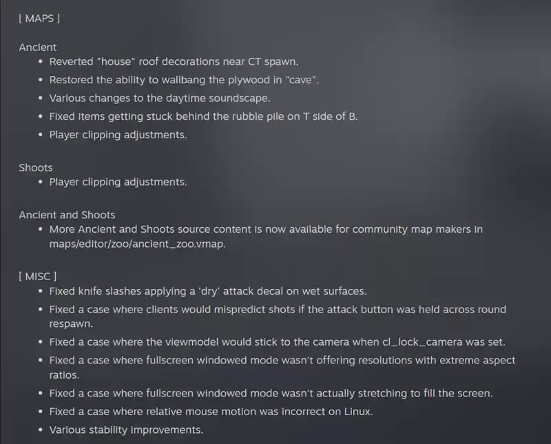 CS更新0819:Ancient地图微调,BUG修复