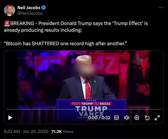 特朗普邀功比特币连创新高皆因特朗普效应！比特币杂志开喷TRUMP币