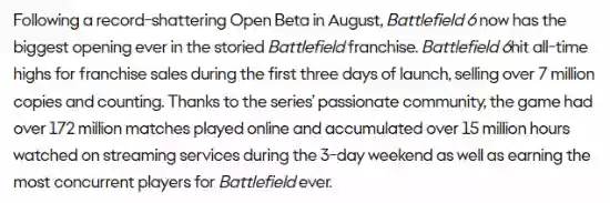 战地6上线三日销量破700万，创系列新高