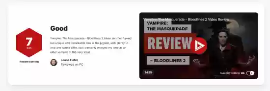 吸血鬼：避世血族2媒体评分出炉：瑕不掩瑜的黑暗史诗