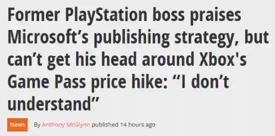 前PlayStation掌门人质疑XGP涨价:完全看不懂!