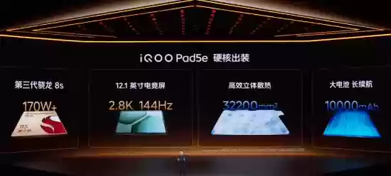 iQOO发布Pad5e平板：12.1英寸144Hz屏配骁龙8s，售价1999元起