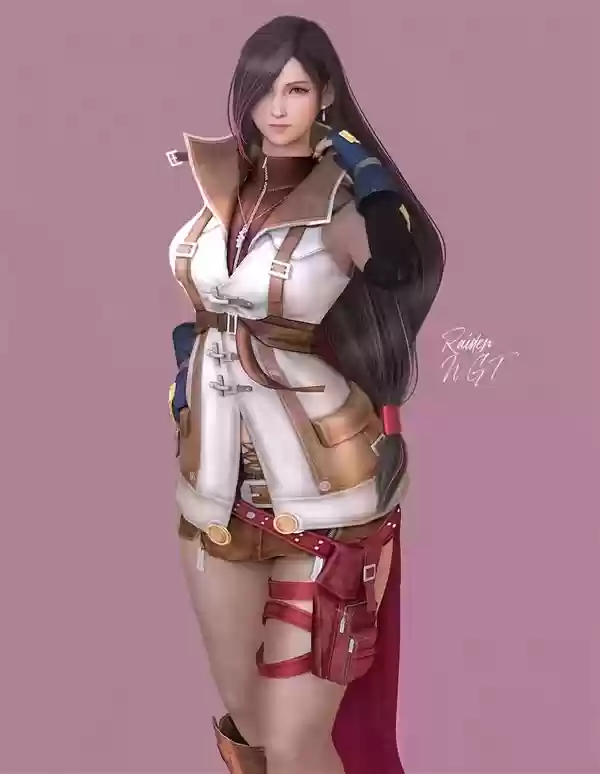 《最终幻想7》蒂法3D美图:穿上新服装 身材更出色
