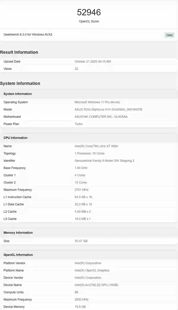Intel最新酷睿Ultra X7 358H首次跑分:GPU性能提升超90%!
