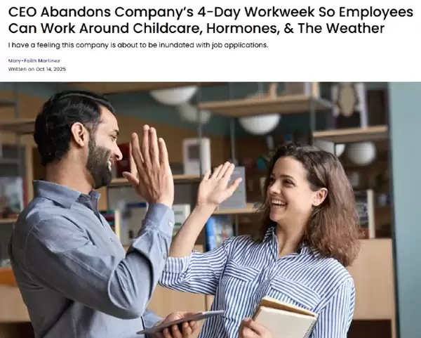 上班时间可自己选+英国一公司执行32小时弹性总工时制度