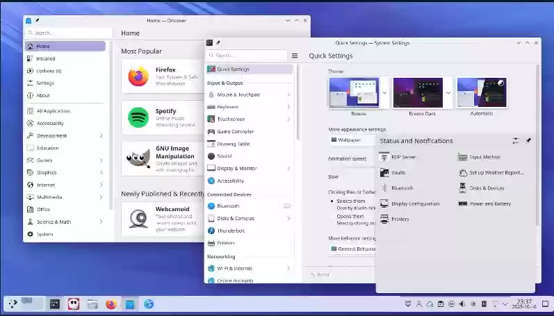 KDE Plasma 6.5 发布：带来自动明暗主题、固定剪贴板等多项目改进