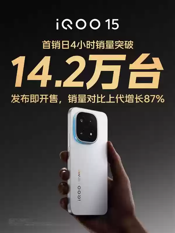 iQOO 15首销4小时销量突破14.2万台 产品经理：一觉醒来发现欠了一屁股手机