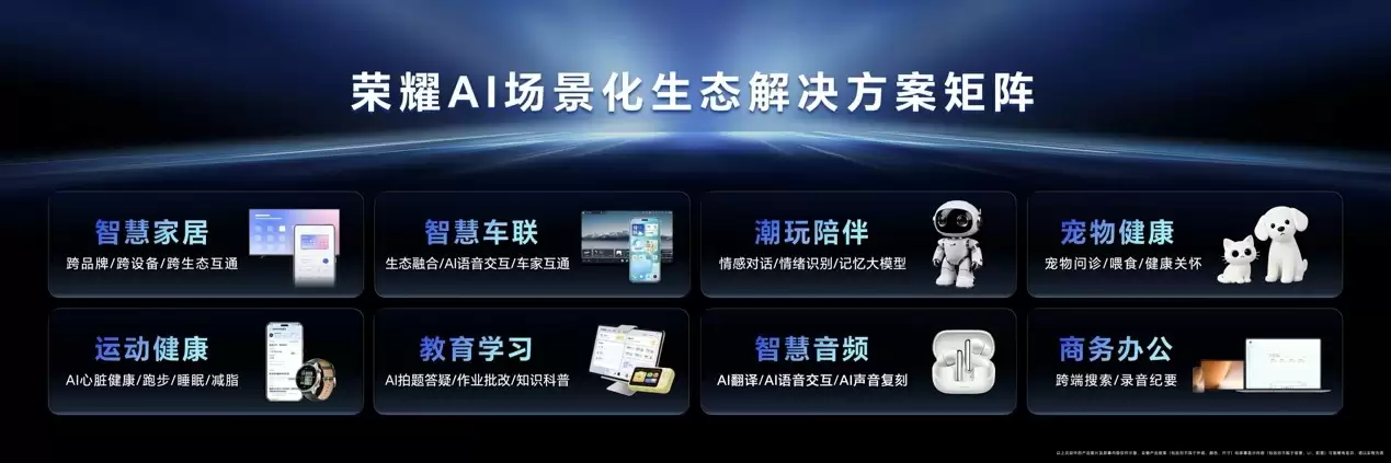 荣耀发布8大AI场景解决方案：以“全场景覆盖”推动终端智能普惠落地