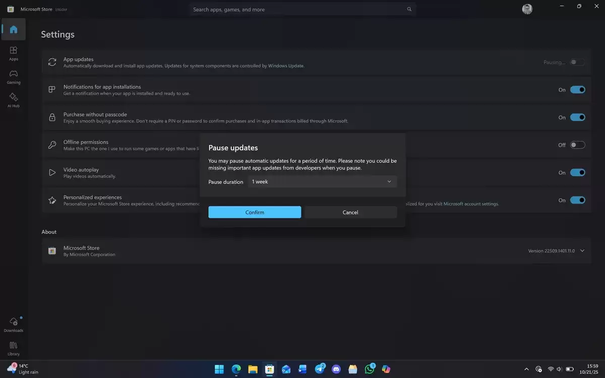 Win11 微软商店调整:不再支持永久关闭自动更新,最多仅能暂停 5 周
