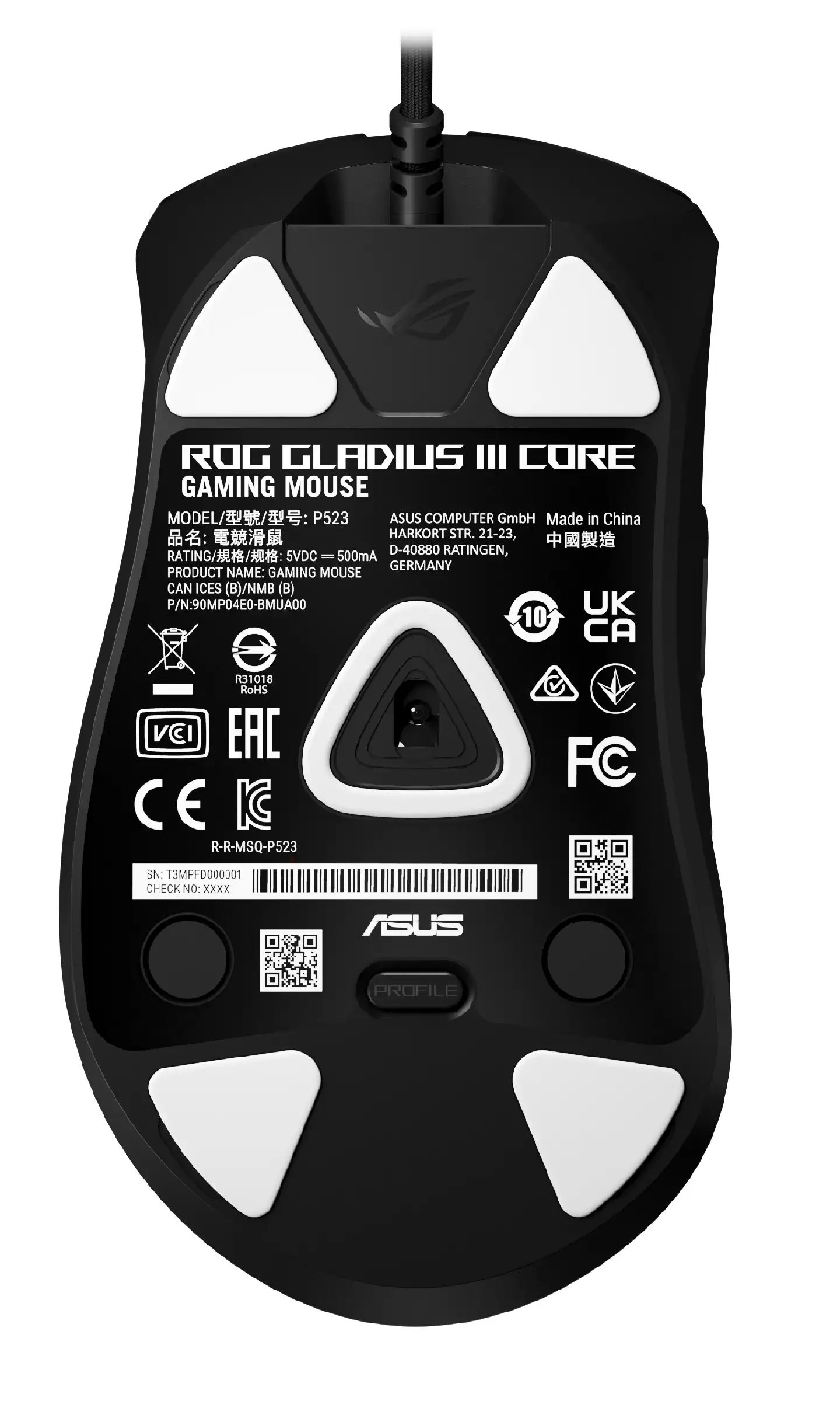 华硕 ROG 战刃 3 标准版鼠标开售：即插式微动仓设计，219元