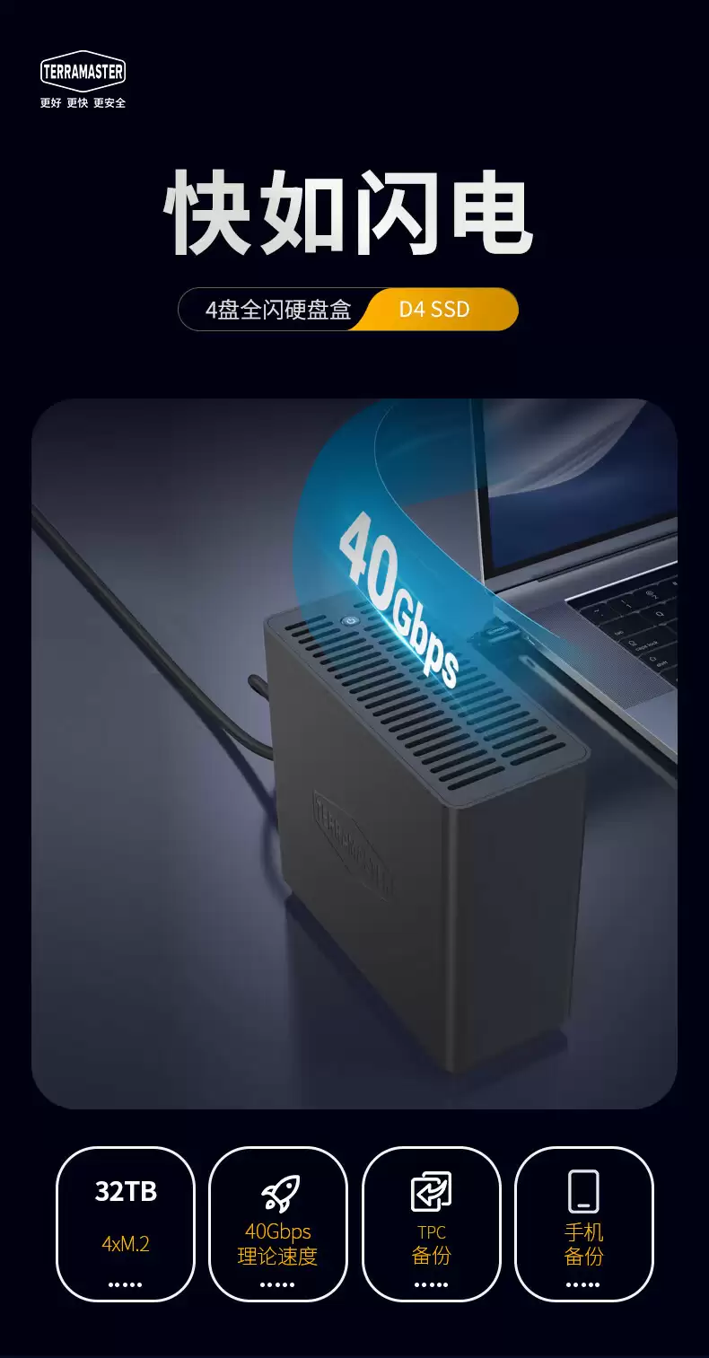 铁威马D4 SSD四盘位全闪硬盘盒
