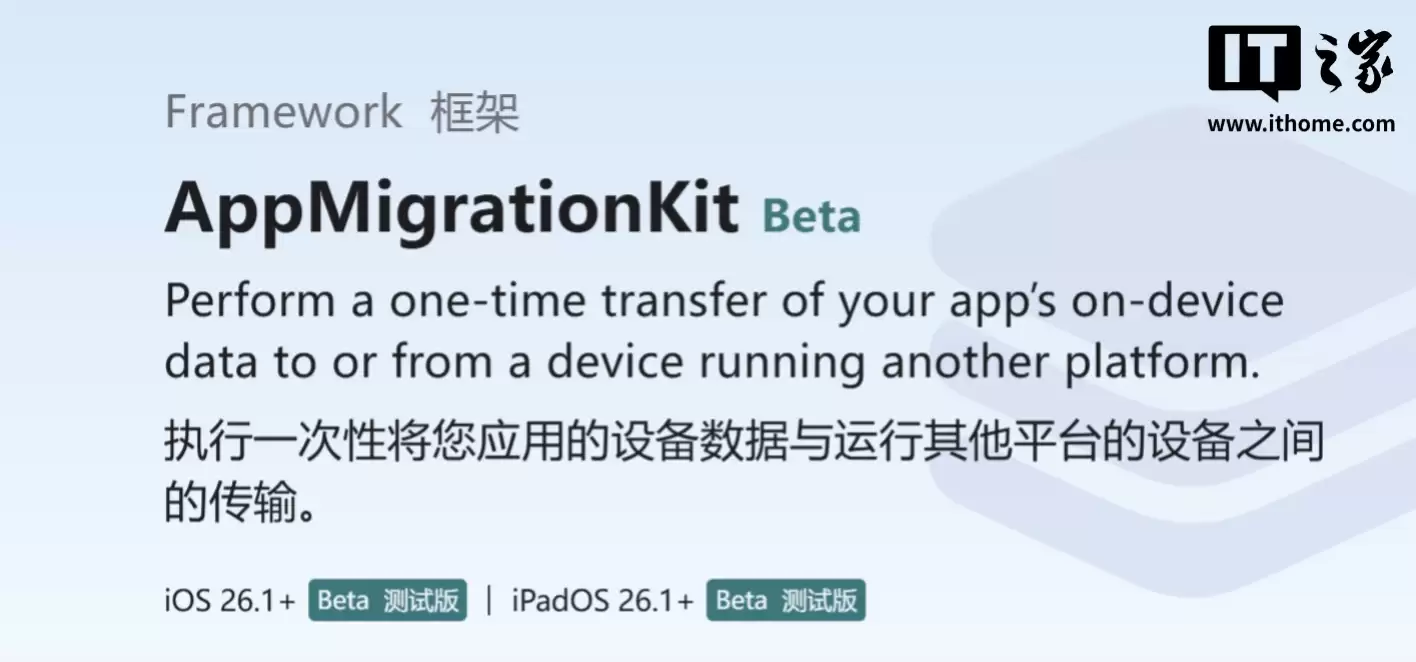 苹果 iOS 26.1 将推新框架:App 数据可从 iPhone 17 等迁移到安卓手机