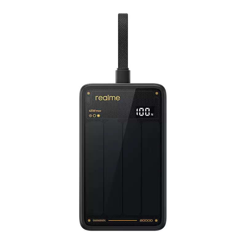 realme+真我+45W+自带线移动电源开售：2C+1A，20000mAh，179+元