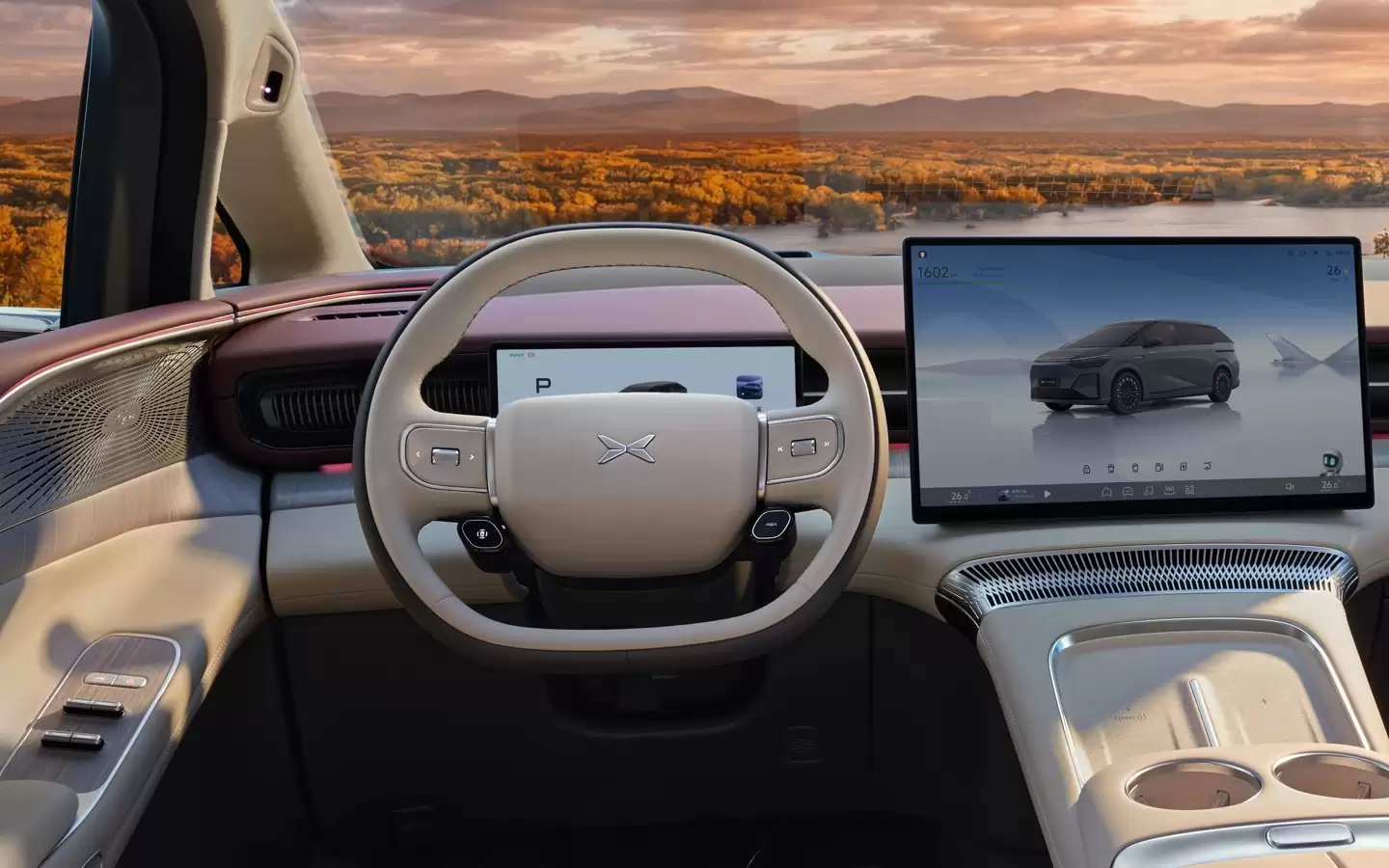 小鹏 X9 增程版内饰公开：穹顶星轨氛围灯、进口阿尤斯真木，号称