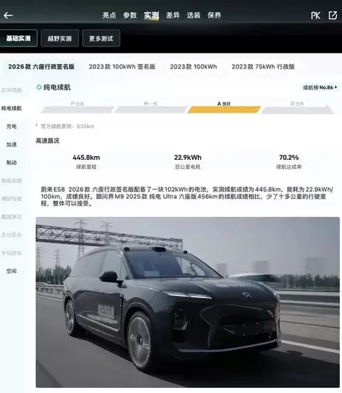 蔚来2026款ES8实测亮眼：充电快空间大，跻身纯电SUV第一梯队