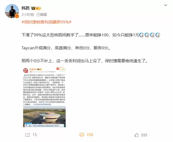 保时捷利润暴跌99%：韩路评困境与转型挑战