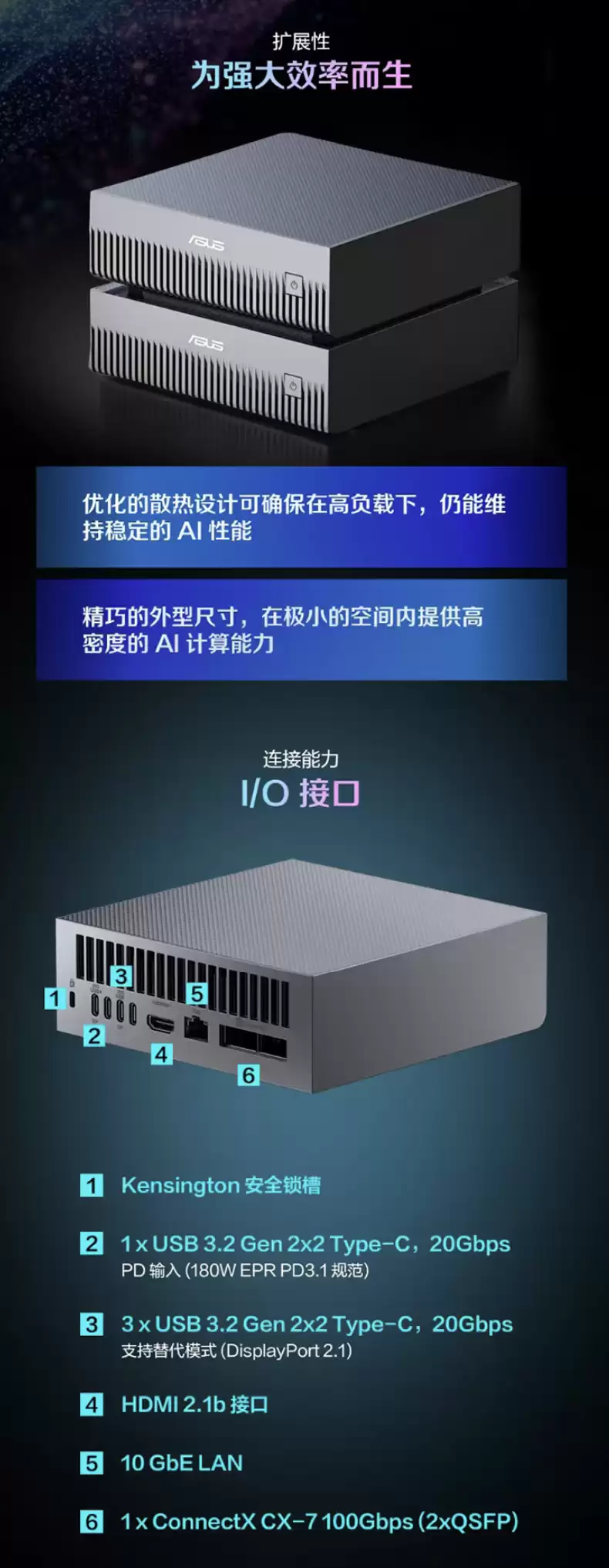 华硕 Ascent GX10『迷你超级计算机』国行发售:搭载英伟达 GB10 芯片,128G + 1T 售 32999 元