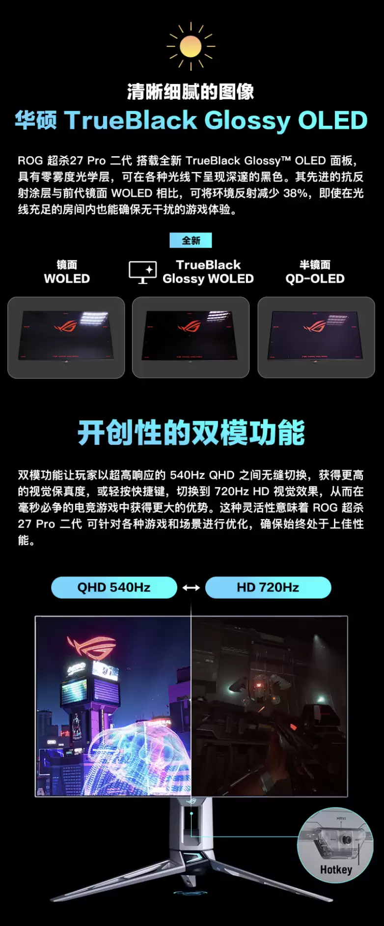 华硕 ROG 超杀 27 Pro 二代显示器预约：HD 720Hz / QHD 540Hz 双模，首发价 7998 元