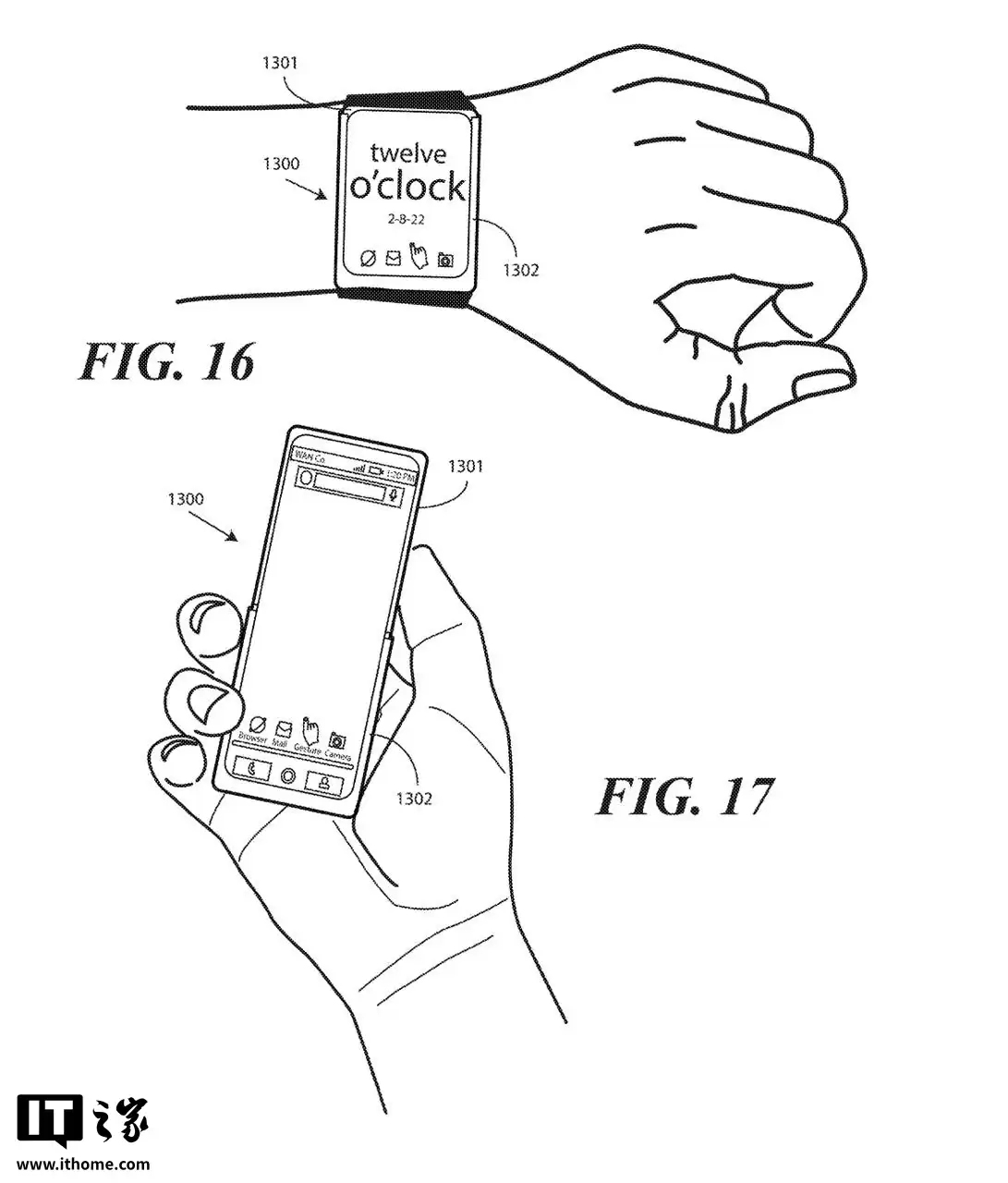 联想旗下摩托罗拉“卷轴拉伸屏”智能手表专利曝光,一键延长屏幕变身手机