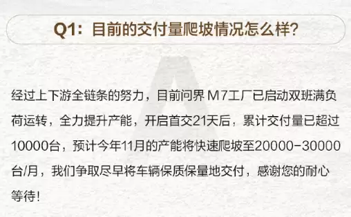 27.98万元起 全新问界M7上市36天交付破20000台！产能还在上升