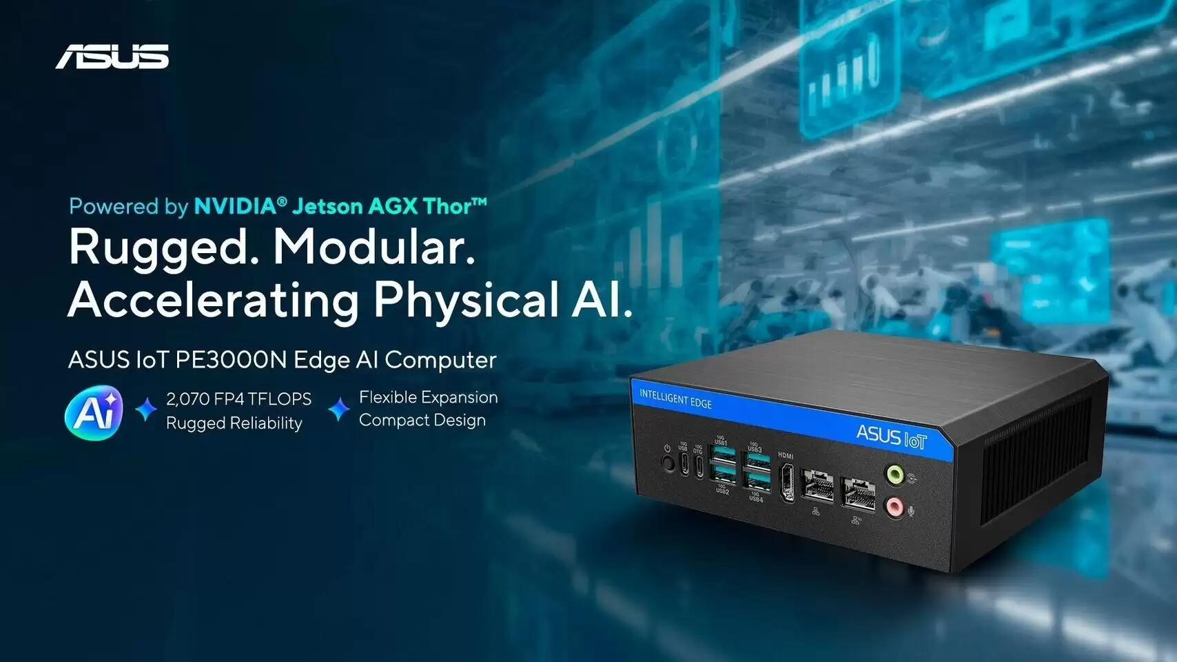 华硕发布首款搭载Blackwell架构的加固型迷你机器人电脑