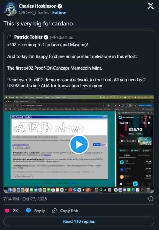 Cardano 集成 x402 协议是什么?如何运作?ADA 价格分析、未来蓝图介绍