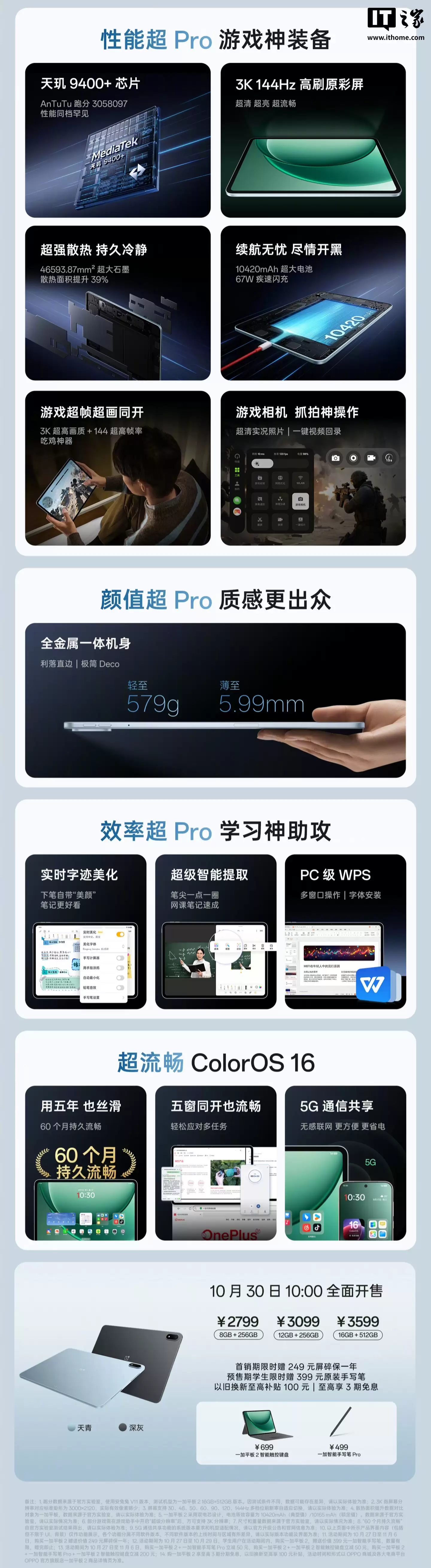 一加平板 2 开售：天玑 9400+ 芯片、3K 144Hz 高刷原色屏，2799 元起