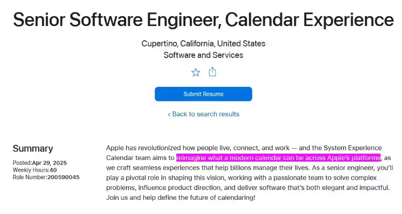 WWDC25 前瞻：招聘信息确认苹果 iOS 19 将重构日历应用