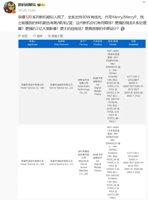 荣耀500系列新机线稿曝光:全新横向跑道DECO,大R角直屏