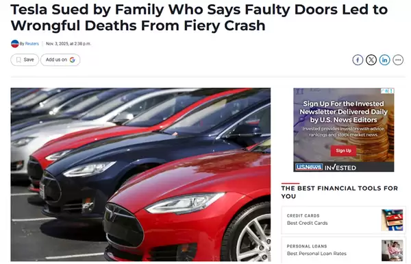 特斯拉隐藏门把手安全争议引发诉讼与监管调查