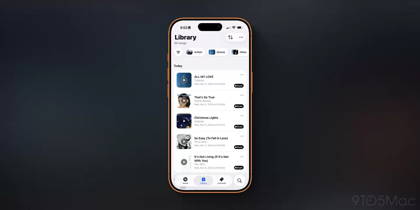 苹果第一方音乐识别 App Shazam iOS 端更新 26.0 版,换装流态玻璃界面