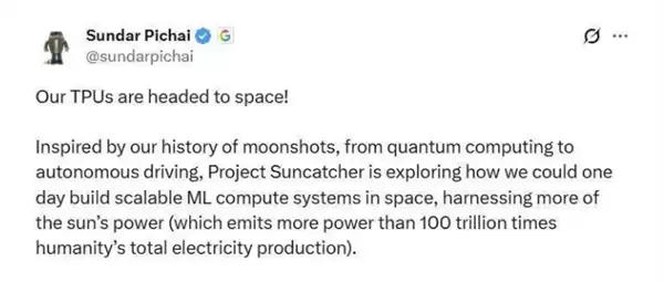 英伟达H100刚上天 谷歌立马官宣:2027年要将TPU送入太空