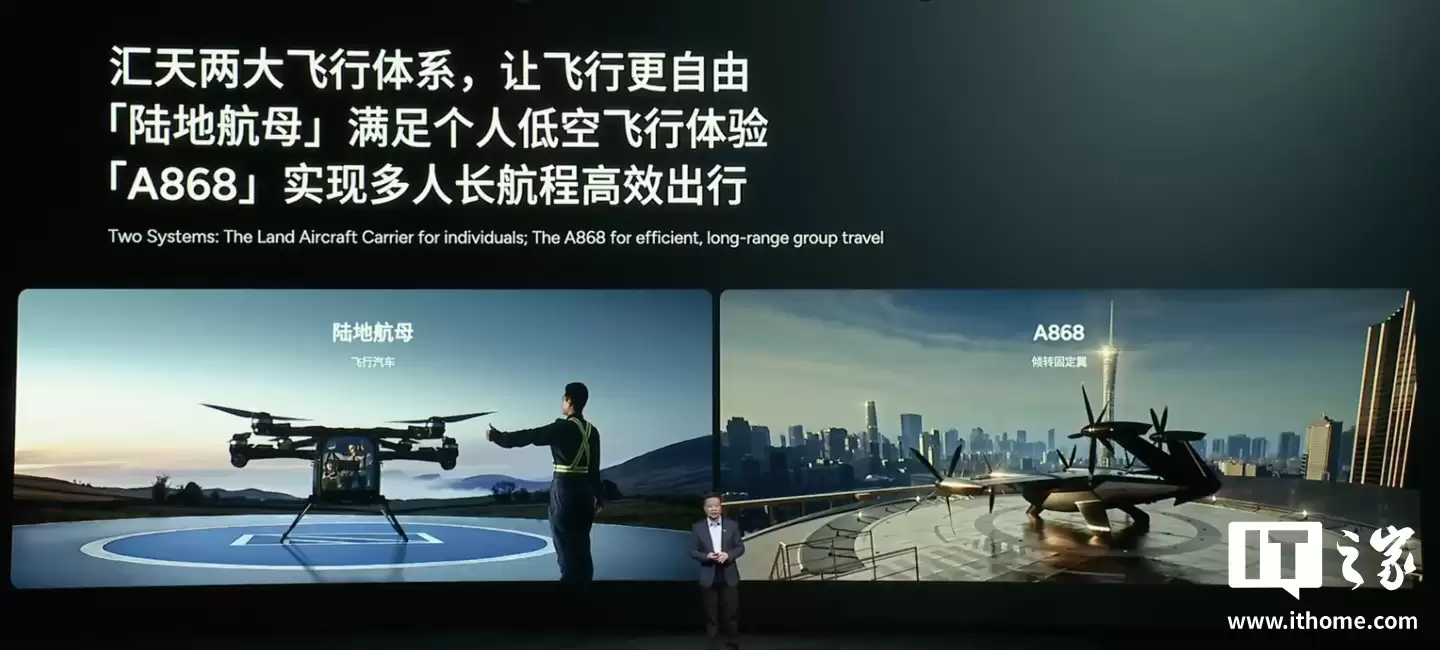 小鹏汇天全倾转固定翼飞行汽车 A868 亮相：能坐 6 人，续航 500km+