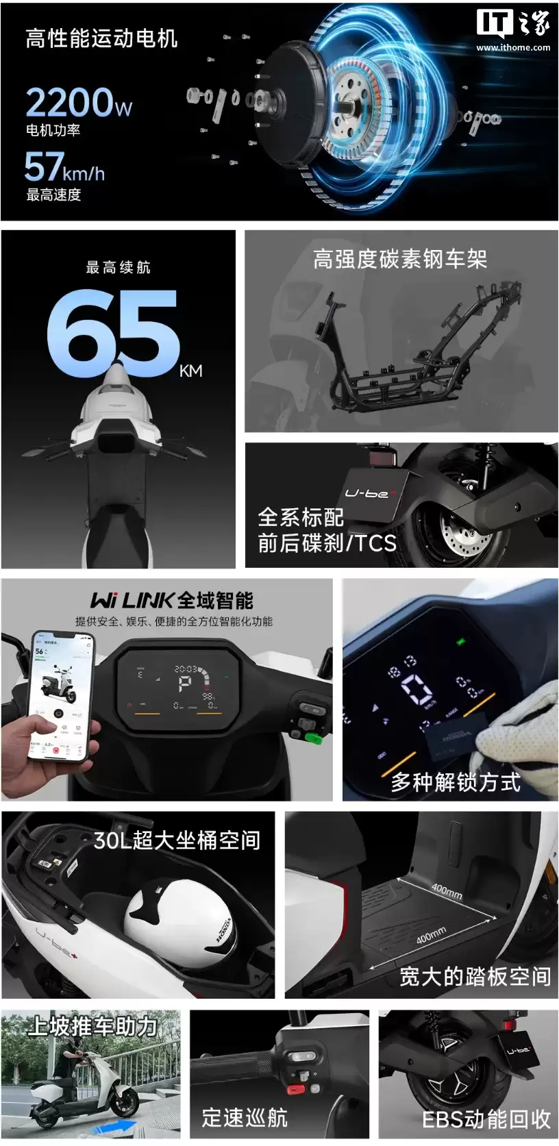 五羊本田全新电摩 U-be+ 上市:65km 续航,5399 元