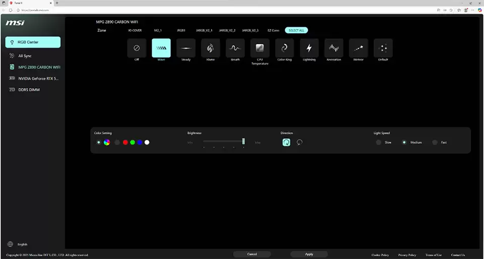 微星介绍 Web 端灯控界面 Portal X:支持自家 800 系主板和 RTX 50 显卡
