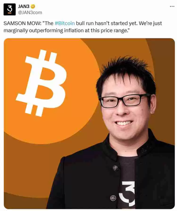 Samson Mow最新观点:比特币(BTC)牛市尚未开始