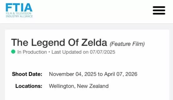 任天堂神作改编!《塞尔达传说》首部真人电影开拍:2027年5月正式上映