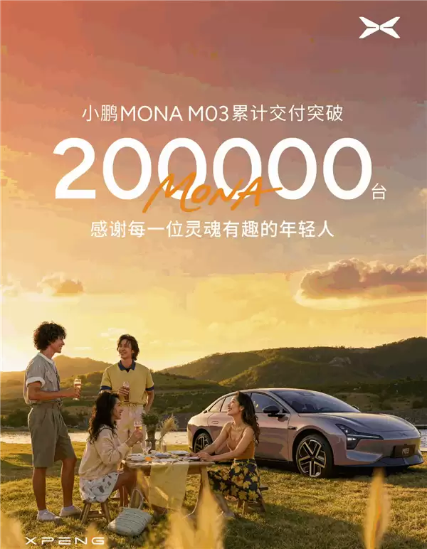 连续12个月交付量破万！小鹏MONA M03累计交付20万台