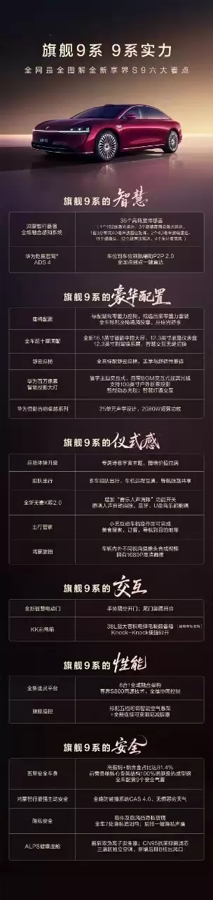 鸿蒙智行最美轿车！新款享界S9开启预订：预售价31.8万起